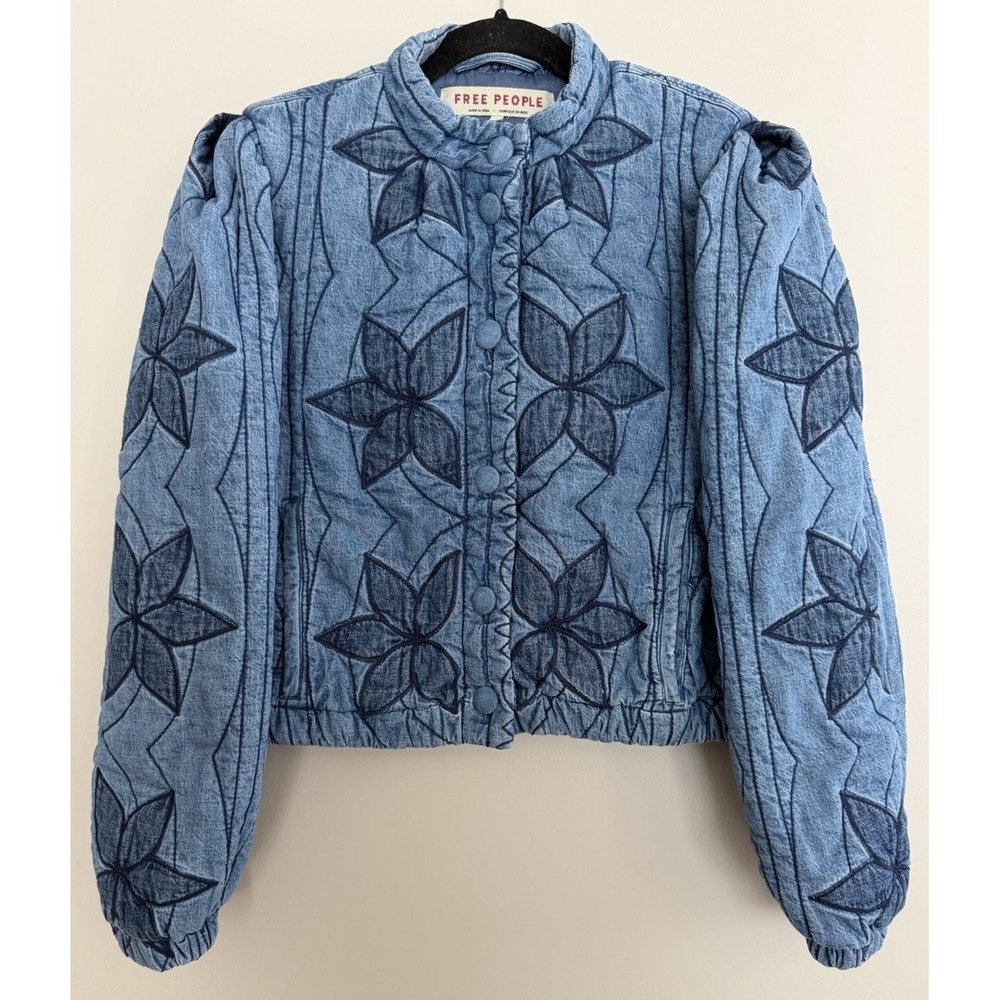 Free People Quinn Quilted Cotton Denim Jacket Women's Size XS